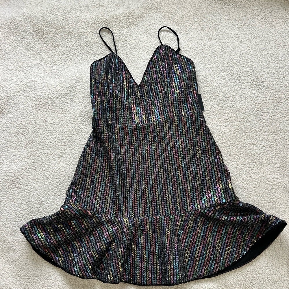 NBD Vibrant Sequin Strappy Dress NWT